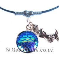 Mermaid & Fish Scale Blue Necklace